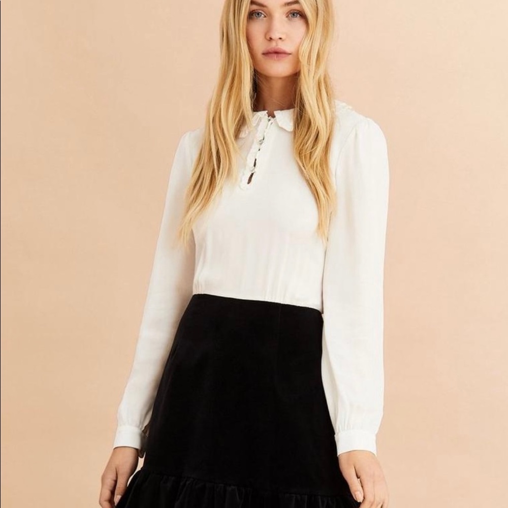 Velvet and Crepe Shirt Dress